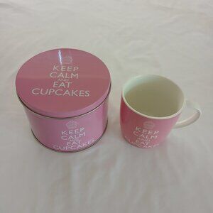 Pink and White Mug and Tin - Keep Calm and Eat Cupcakes